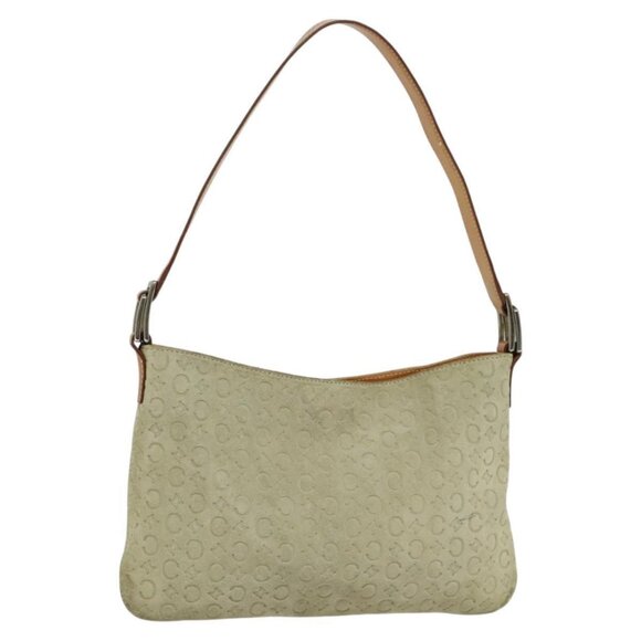 CELINE C Macadam Canvas Shoulder Bag Suede Gray Auth 114249 - Picture 1 of 14